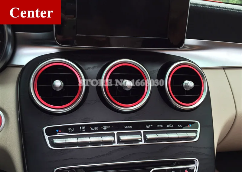 Красное внутреннее вентиляционное отверстие крышка с кольцом отделка 7 шт. для Benz