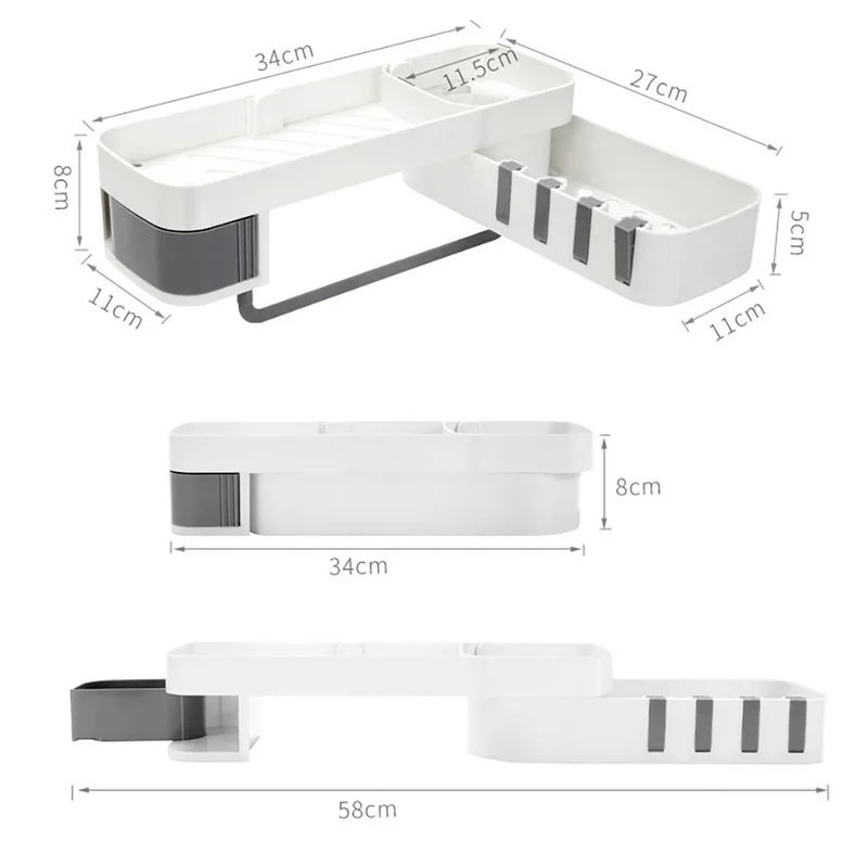 

1pc Corner Shower Shelf Shampoo Holder Kitchen Storage Rack Organizer Wall Mounted Type Soap Dish Drain Bathroom Accessories