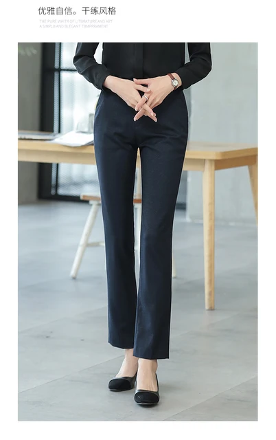 Naviu Fashion Pants Women New Spring Temperamet Professioal Navy Blue  Formal Bottoms Work Straight Trousers