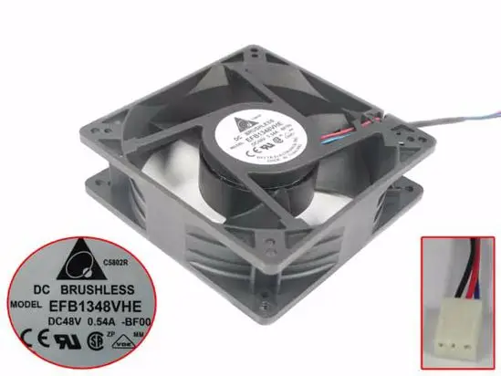 3-проводной Вентилятор охлаждения сервера Delta Electronics EFB1348VHE BF00 DC 48 в 127 A 127x38 мм