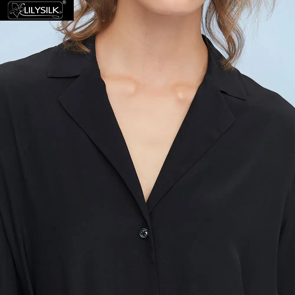 LilySilk шелковое платье-рубашка с отложным воротником и поясом для женщин новинка