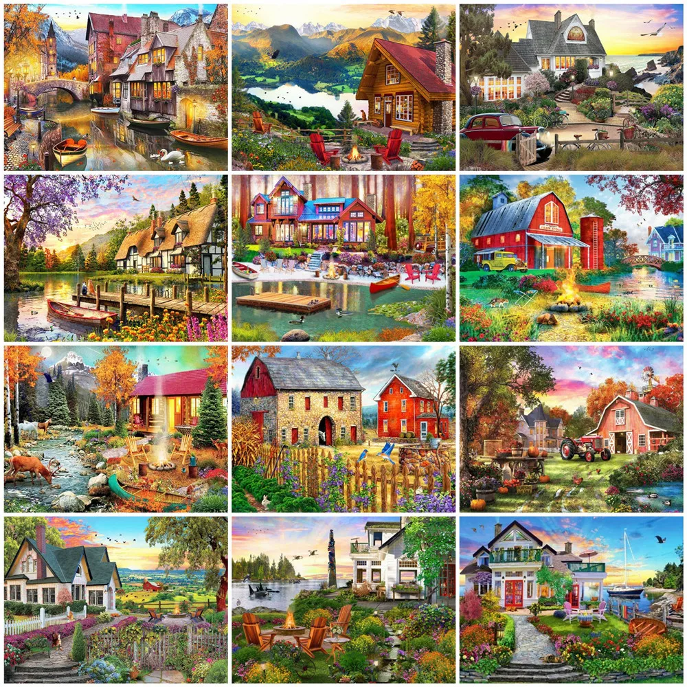 

Алмазная живопись Huacan с квадратными стразами, домашняя Осенняя 5D Алмазная мозаика, вышивка ландшафтом