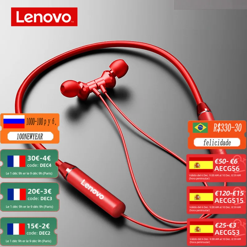 

Lenovo HE05 Wireless Headphones Bluetooth Earphones Magnetic Neckband Headset Waterproof Sport Earbud With Noise Cancelling Mic