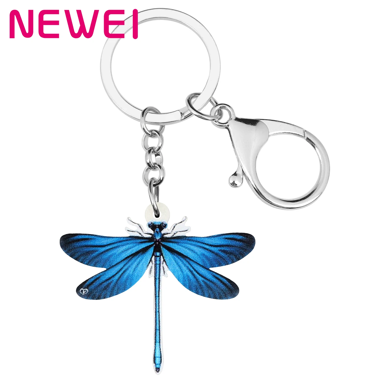 

Newei Acrylic Blue Dragonfly Keychains Big Insect Animal Keyring Jewelry For Women Kids Girlfriends Spring Trendy Gift Accessory