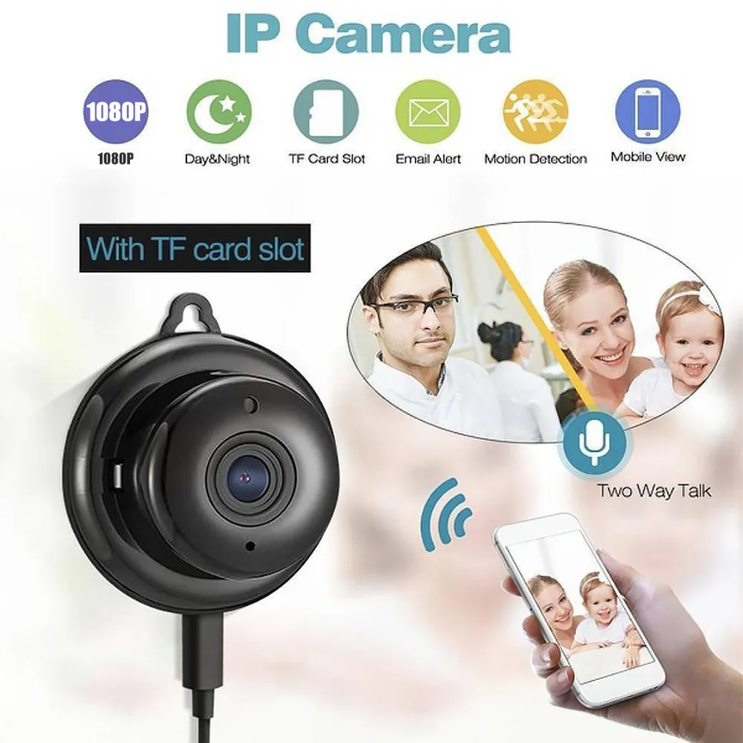Мини HD 1080p беспроводная Wi-Fi IP камера домашняя видеонаблюдения инфракрасное