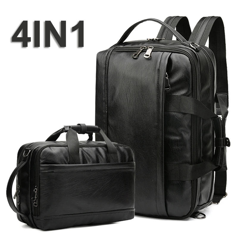 Мужской водонепроницаемый рюкзак для ноутбука 4 в 1 из ПУ кожи|Мужские рюкзаки| |