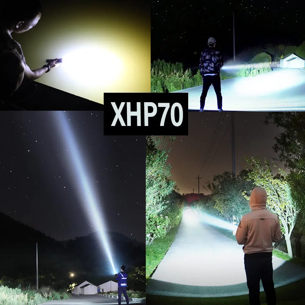 

300000lm powerful led flashlight xhp70 flash light LED torch rechargeable USB waterproof 18650 OR 26650 Torch xml l2 hand lamp