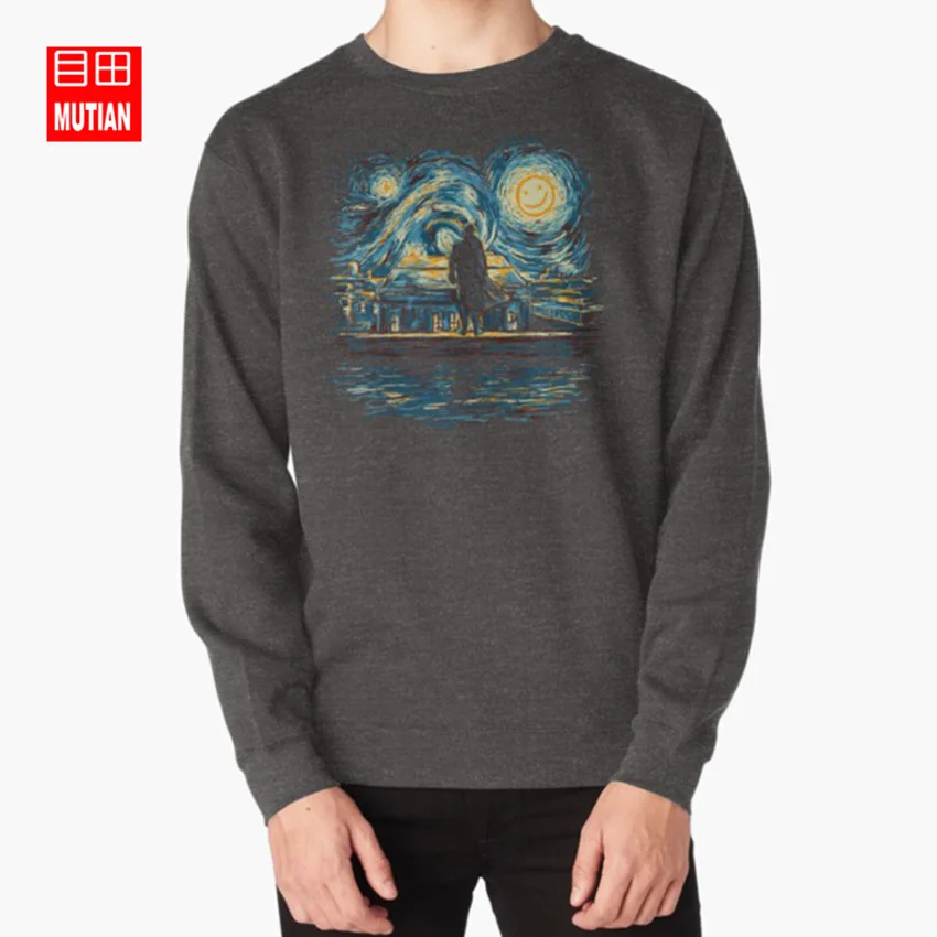 darkgrey-sweatshirt Звездное падение(Шерлок) Толстовки свитшоты Шерлок Ван Гог Звездная ночь Бенедикт камбербэтч камбербатч гик Британия - Цвет: darkgrey-sweatshirt