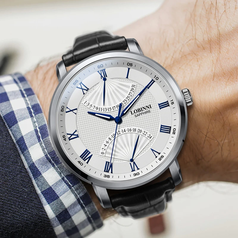 Marca de Luxo Safira à Prova Relógio Masculino Suíça Lobinni Dwaterproof Água Data Automática Reloj Hombre Japão Miyota Movimento L3602