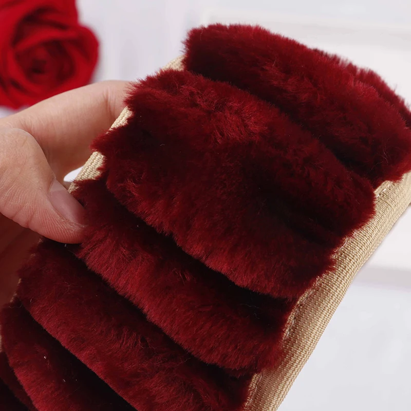 

3Pcs/set Winter wine red warm Wool plush car steering wheel cover handbrake covers Automotive Interior Decor
