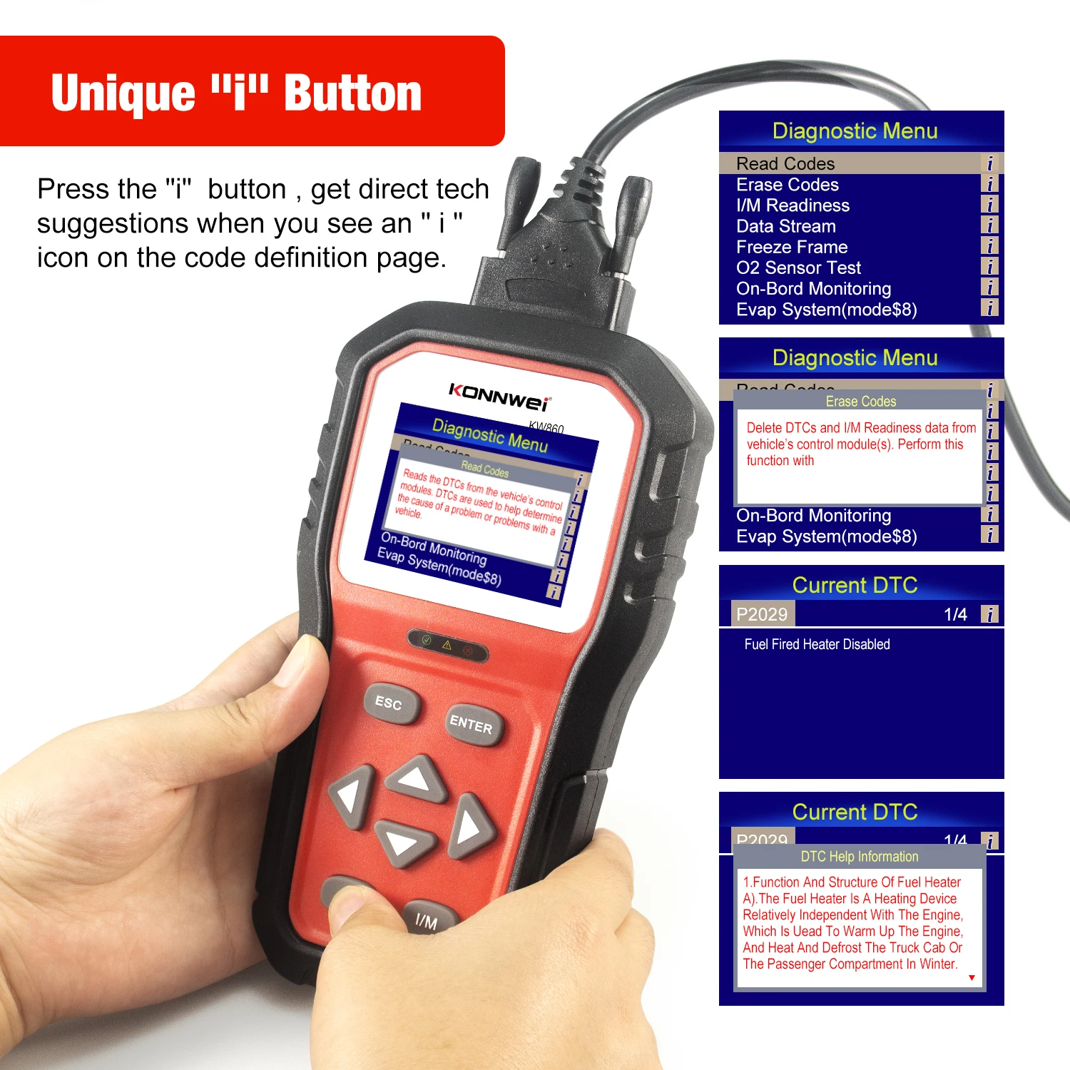 Считыватель кодов двигателя KONNWEI KW860 KW850 OBD2 EOBD2 автоматический диагностический