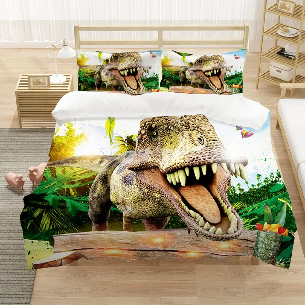 

3D Cartoon Dinosaur Bedding Set Children Kids Gift Duvet Cover Set Cute Bed Set Bed Linens 135x200cm Twin Full King Size