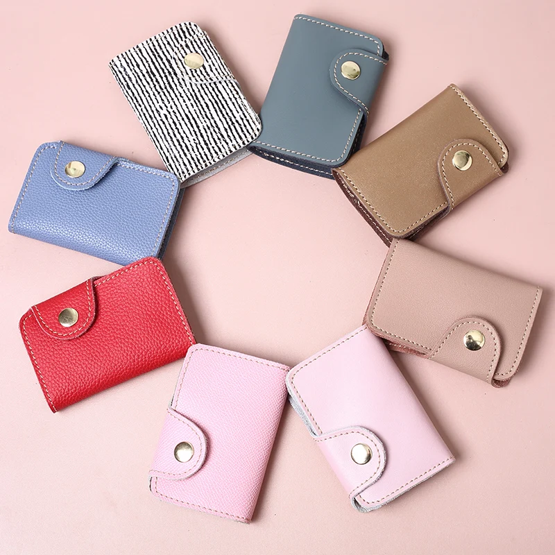 

Genuine Leather Key Holder Wallet Unisex Solid Candy Color Small Bag Organizer Card Bag Fashion Car Housekeeper Wallet