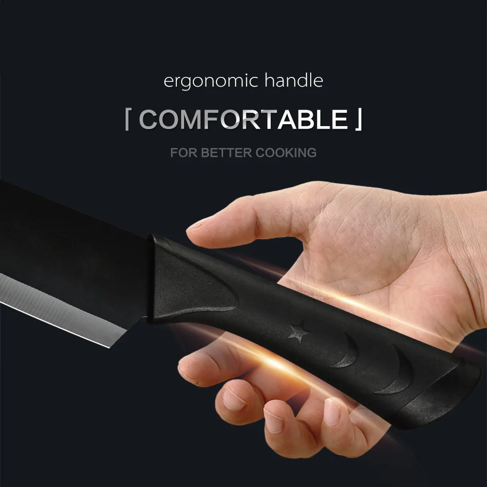 

Stainless Steel Kitchen Knives 6 Piece Set Sharp Black Blade ABS+TPR Handle Knife Meat Fish Fruit Cooking Accessories