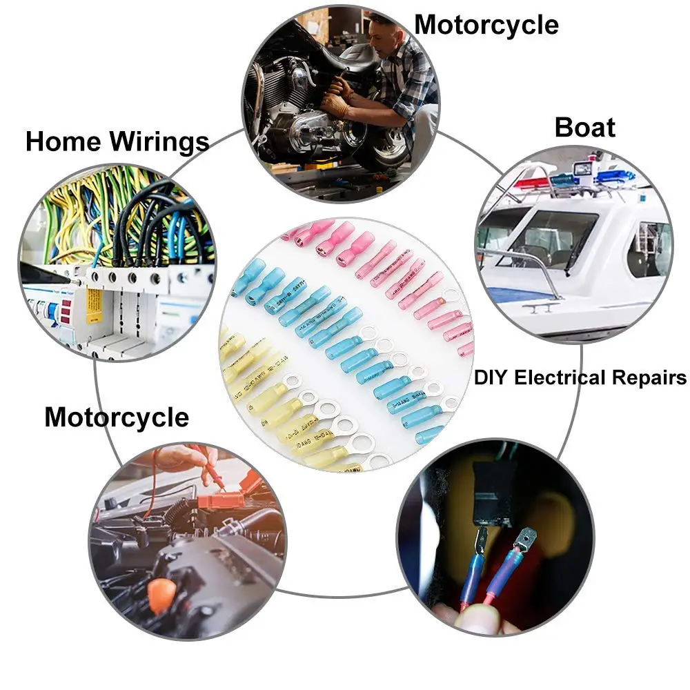 

250pcs Heat Shrink Wire Connectors Marine Electrical Kit, Waterproof Automotive Ring Set with Case Terminals tools soldering