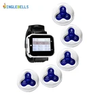 Беспроводная система вызова пейджера, 433 МГц, 1 часовой приемник мира + 5 водонепроницаемых цветных кнопок для ресторана