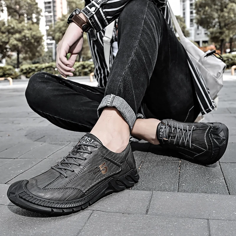 spesifikasi Sepatu Bot Kasual Bisnis Lembut Jahitan Tangan Antik Renda Sheos Fashion Pria Sepatu Oxford Flat Kulit Asli Sepatu Pria
