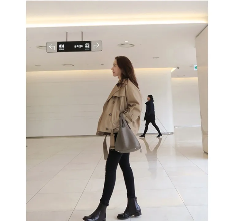 Новинка двубортное зимнее пальто женский короткий Тренч винтажные модные