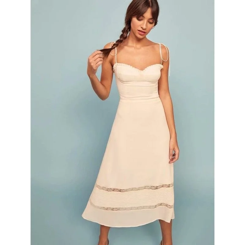 

2021 New Vintage White Dress For Women Spaghetti Strap Loose Hollow Out Comfortable Simple Casual Pullover Party Dress