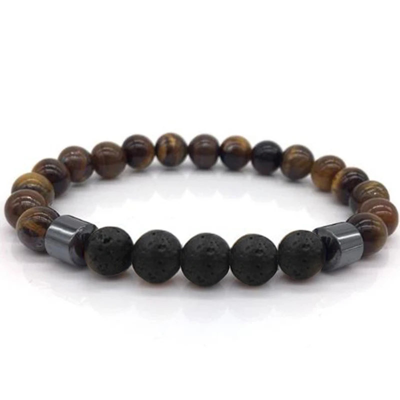 New Bracelets Lava Stone Obsidian Magnetic Hematite Beads Vert Magnit Karma Bizuteria Wrist Band Men Women Budha Creative Gift | Украшения