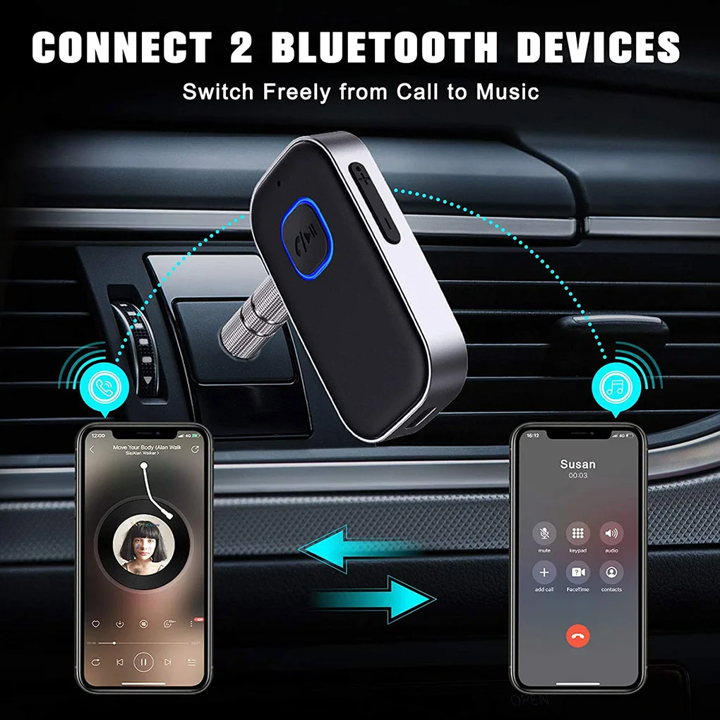 

Bluetooth 5.0 Audio Adapter Car Radio AUX Input Wireless Receiver Handsfree Call Music Receiver