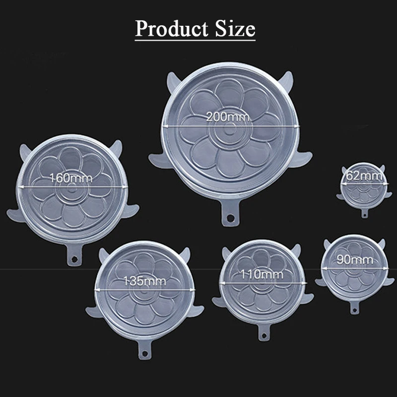 Силиконовая крышка для пищевых продуктов 6 шт./компл. растягивающаяся Крышка