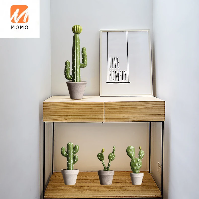 

Creative Simulation Cactus Pot Small Ornaments Home Living Room Wine Cabinet TV Cabinet Restaurant Decorations Furnishings
