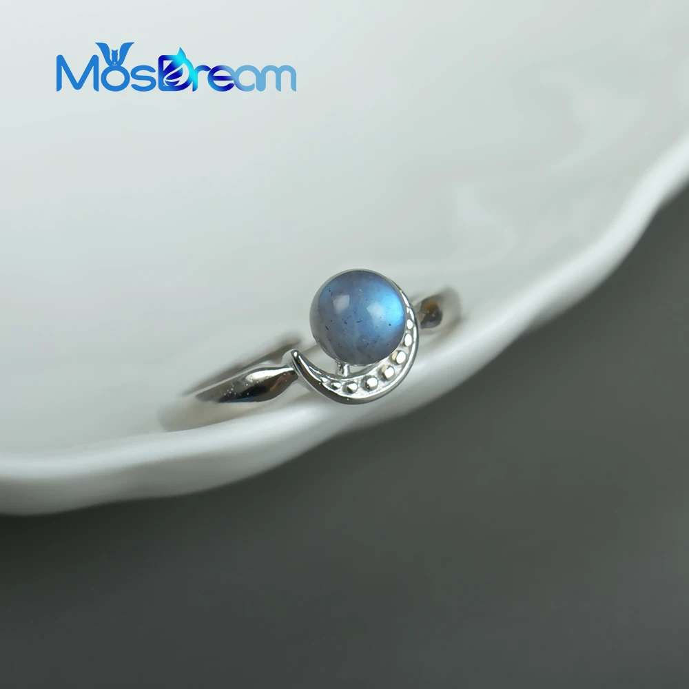 

ITSMOS Labradorite Moonstone Blue Moon Light Elegant Rings Silver Female Gemstone Finger Ring Bands For Women Delicacy