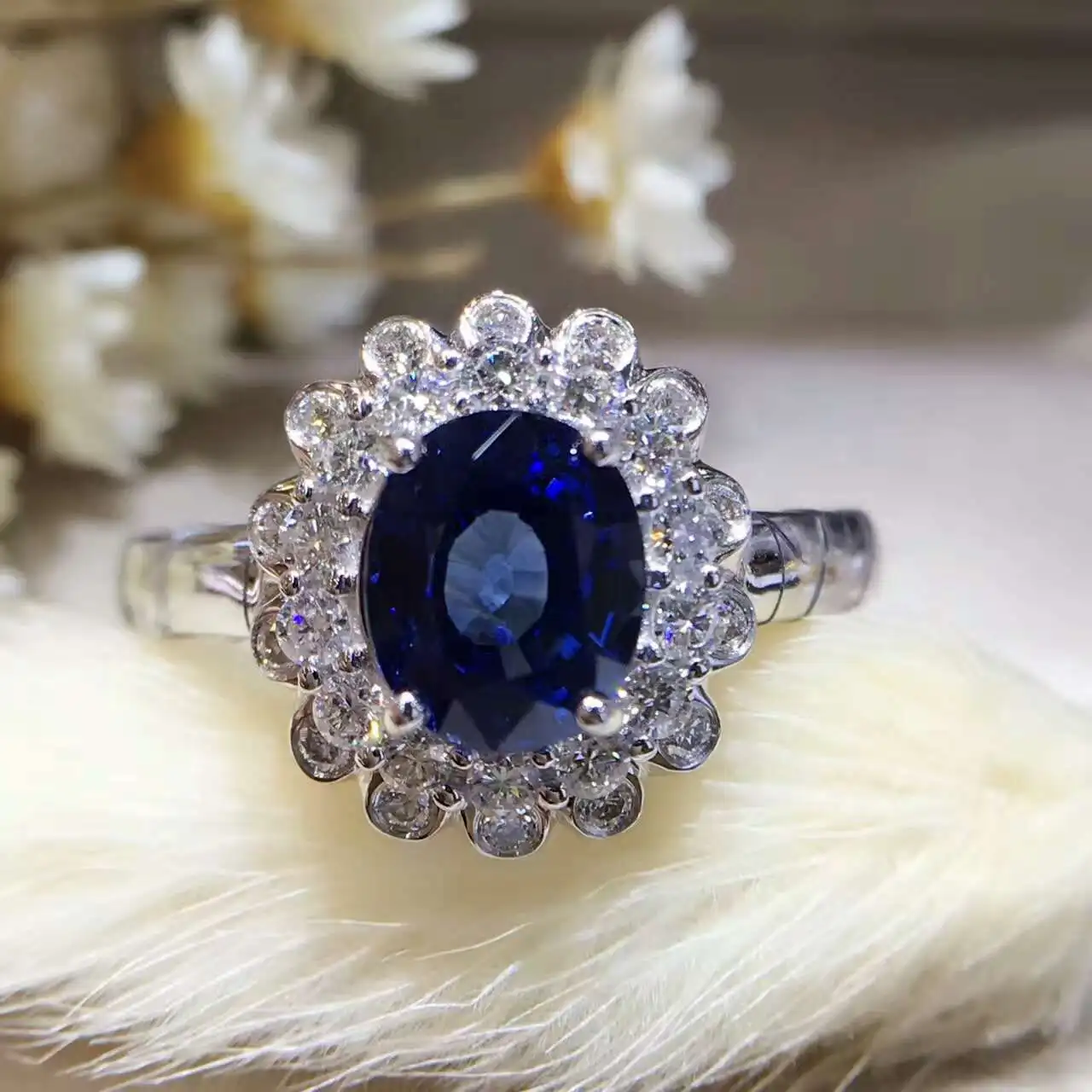18K золото 2.021ct натуральный сапфир женское кольцо с 0.427ct Бриллиантовая установка новое Изысканное Украшение на свадьбу обручальное кольцо