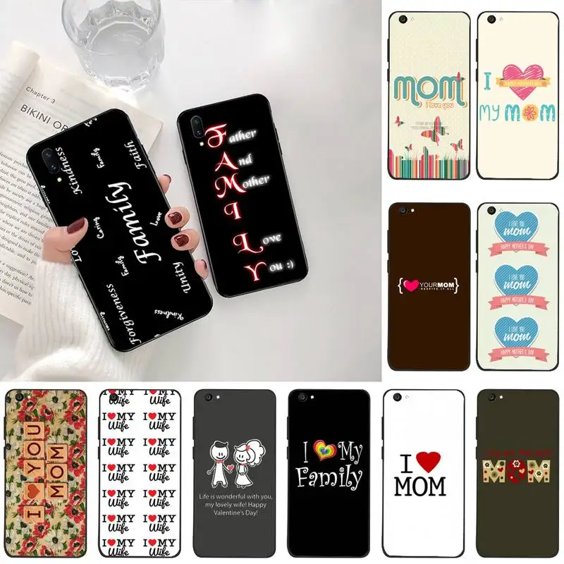 I love mom (Я люблю маму) и семейные мягкий черный чехол для телефона Vivo Y91c Y17 Y51 Y67 Y55 Y93