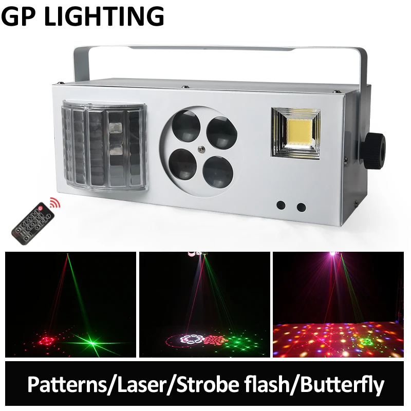 Светодиодный лазерный стробоскоп сценический свет 4 в 1 DMX512 эффект бабочки