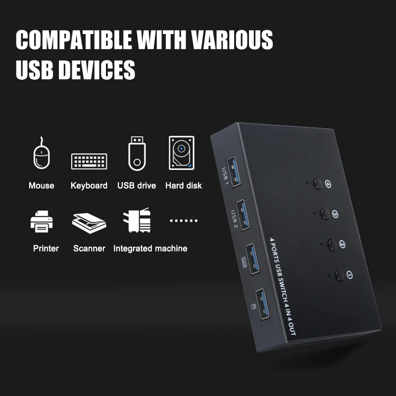 4 в выхода USB переключатель KVM коробка USB2.0 коммутатор ПК разделяющий сплиттер для
