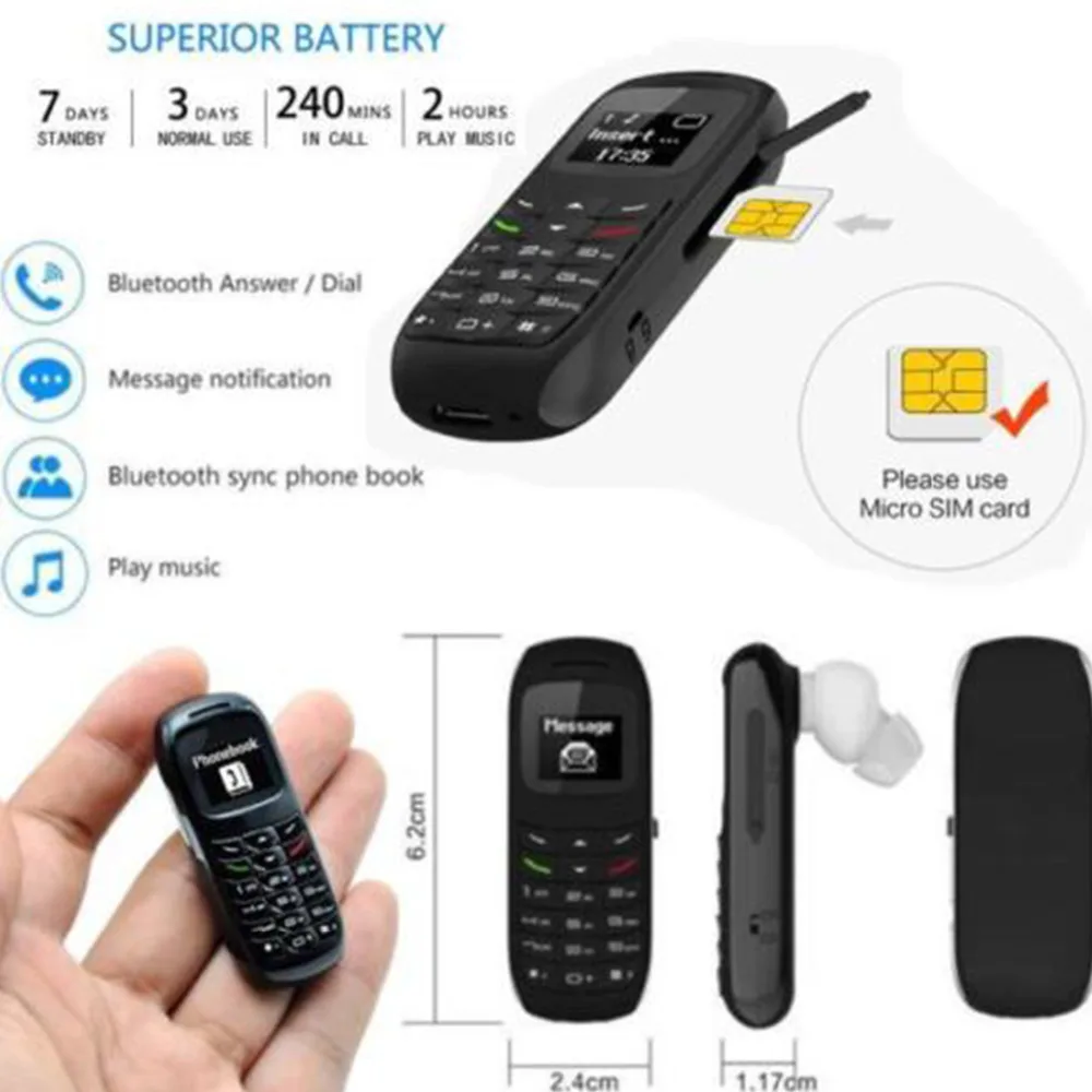 Original Star Gtstar Bm70 Bluetooth Mini Mobile Phones Dialer Universal Wireless earphone Cell Phone | Электроника