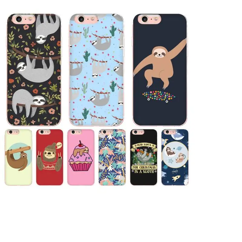 

Cute sloth funny cartoon Phone Case For DIY iPhone X XS MAX 11 12 13 pro max 6 6s 7 7plus 8 8Plus 5 5S XR SE 2020 Transparent