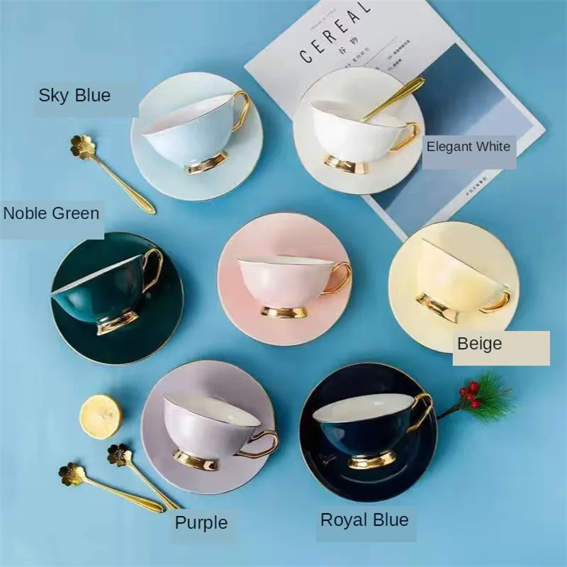 

European noble bone china coffee cup saucer spoon set luxury ceramic cup high-end porcelain tea cup coffee shop party kitchen