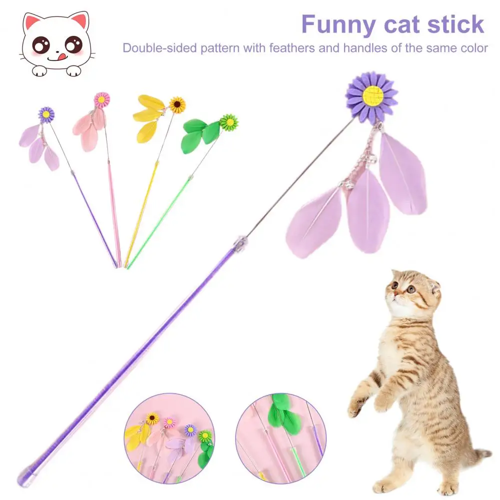 

1PCS Color pet Funny cat stick toys Rod Interactive bell feather stick toy for kitten cat teaser Chaser Wand toy Supplies