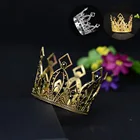 Корона для торта, круглая металлическая тиара, кексы, хрустальные стразы, украшения для торта, тема украшения для вечеринки, дня рождения