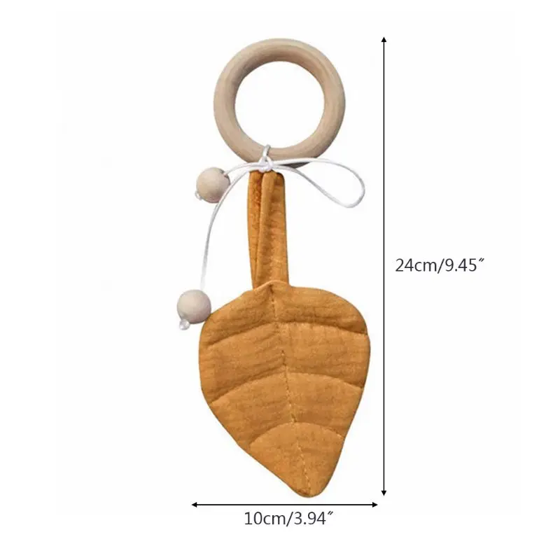 Mordedor de madera con forma de hoja DIY para beb&eacute;, juguete para el cuidado de la dentici&oacute;n-2