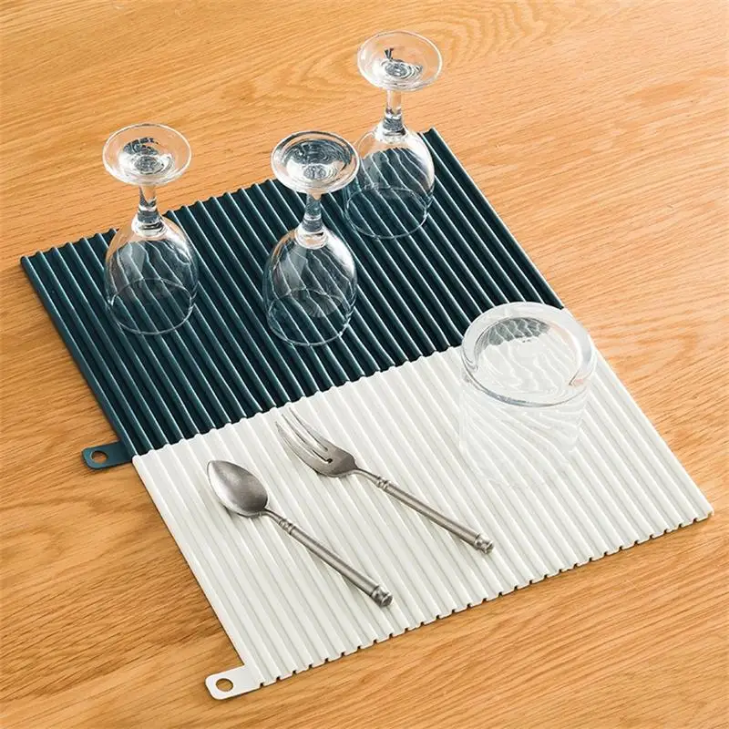 

Drain Silicone Dish Drying Mat Kitchen Accessories Heat Resistant Draining Tableware Durable Cushion Dinnerware Table Placemat