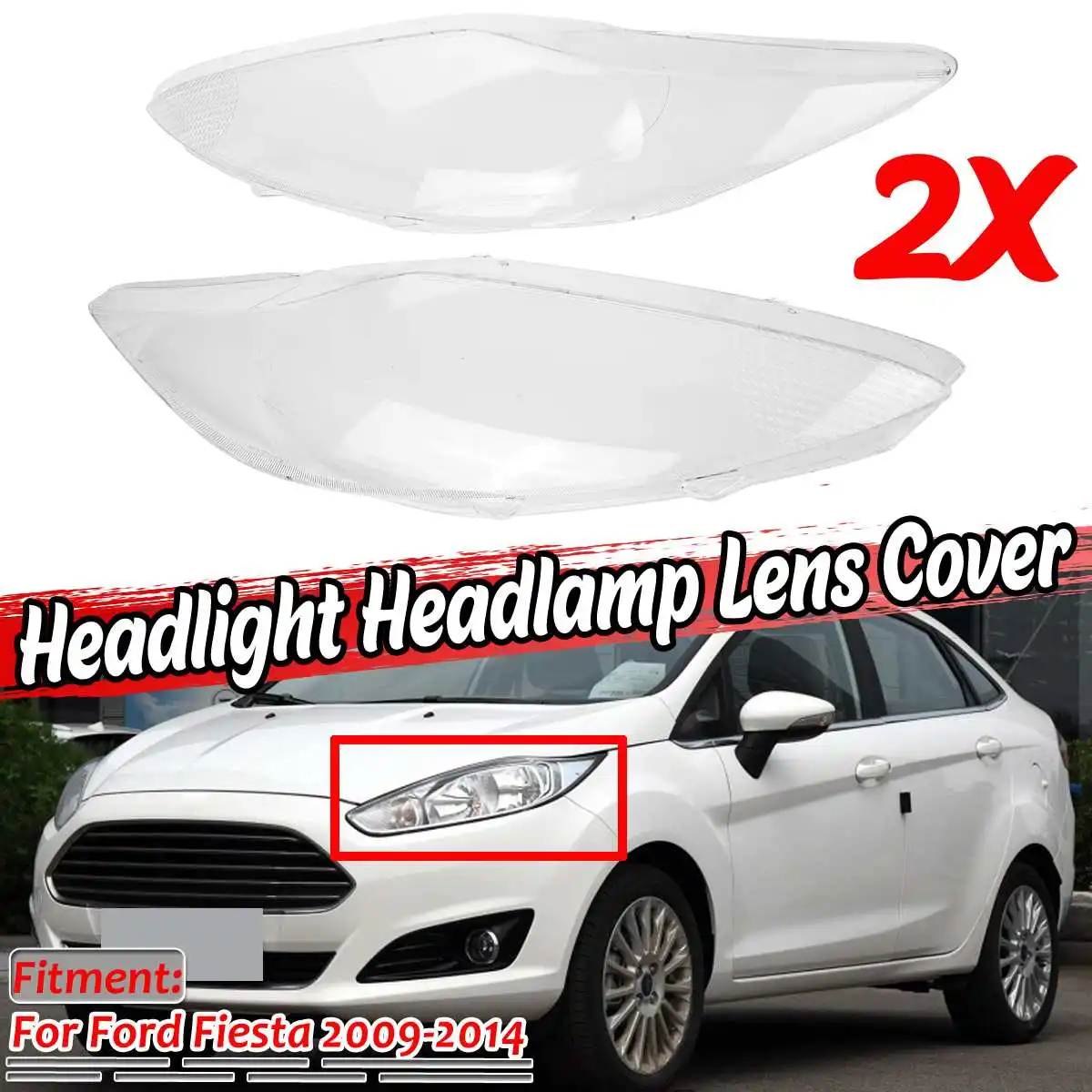 

Крышки для объектива фары автомобиля, для Ford, Fiesta 2009-2014