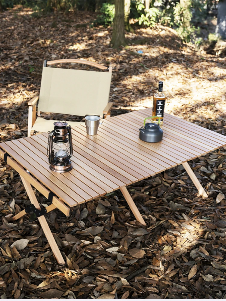Деревянный складной стол для пикника, портативный стол для кемпинга, переносные столы для кемпинга, стол из цельной древесины для отдыха на ...