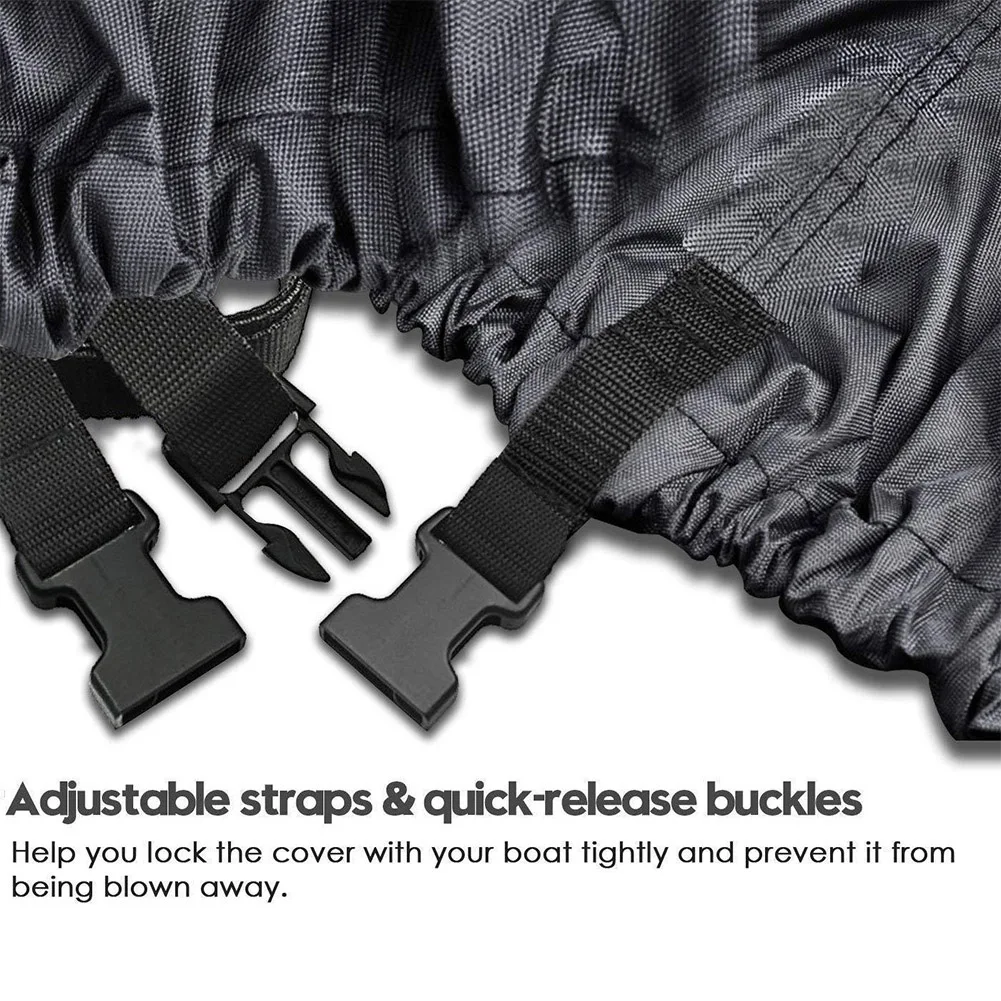 

11-19ft Trailerable 210D Boat Cover Waterproof Grey Fish-Ski V-Hull Sunproof UV Protector Speedboat Boat Mooring Cover D35