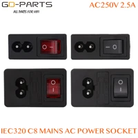 1pc iec 320 c8 mains ac power socket electric plug power cord inlet power receptacle with on off rocker switch ccc ce