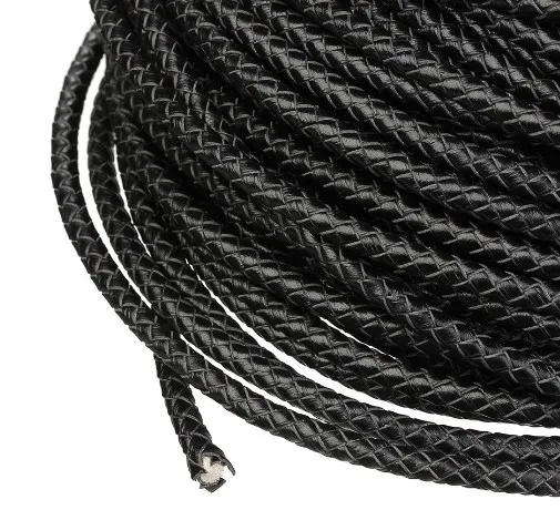 

5mm 2meter high quality factory color Jewelry Black brown WHITE real Round Genuine Leather cords Bracele Cord string Rope