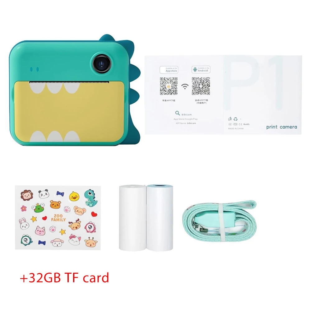 

1200W Kids Camera Instant Camecorder with Printing Paper 2.4 Inch IPS Screen Girls Photo Printer for Christmas Birthday Gifts