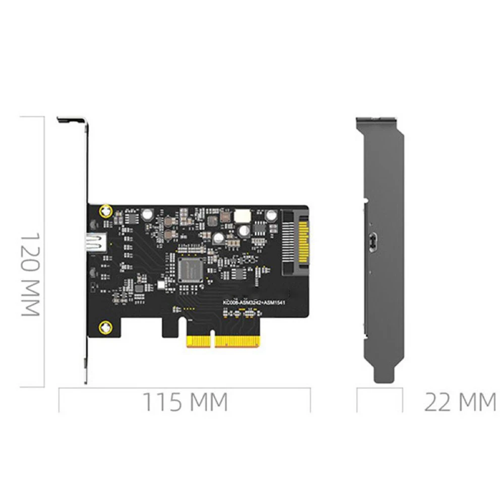 

KC008 PCIe X 4 to USB3.2 Riser Card High Speed 20Gbps Adapter Type C Host USB 3.2 PCI Express Expansion Card for Desktop