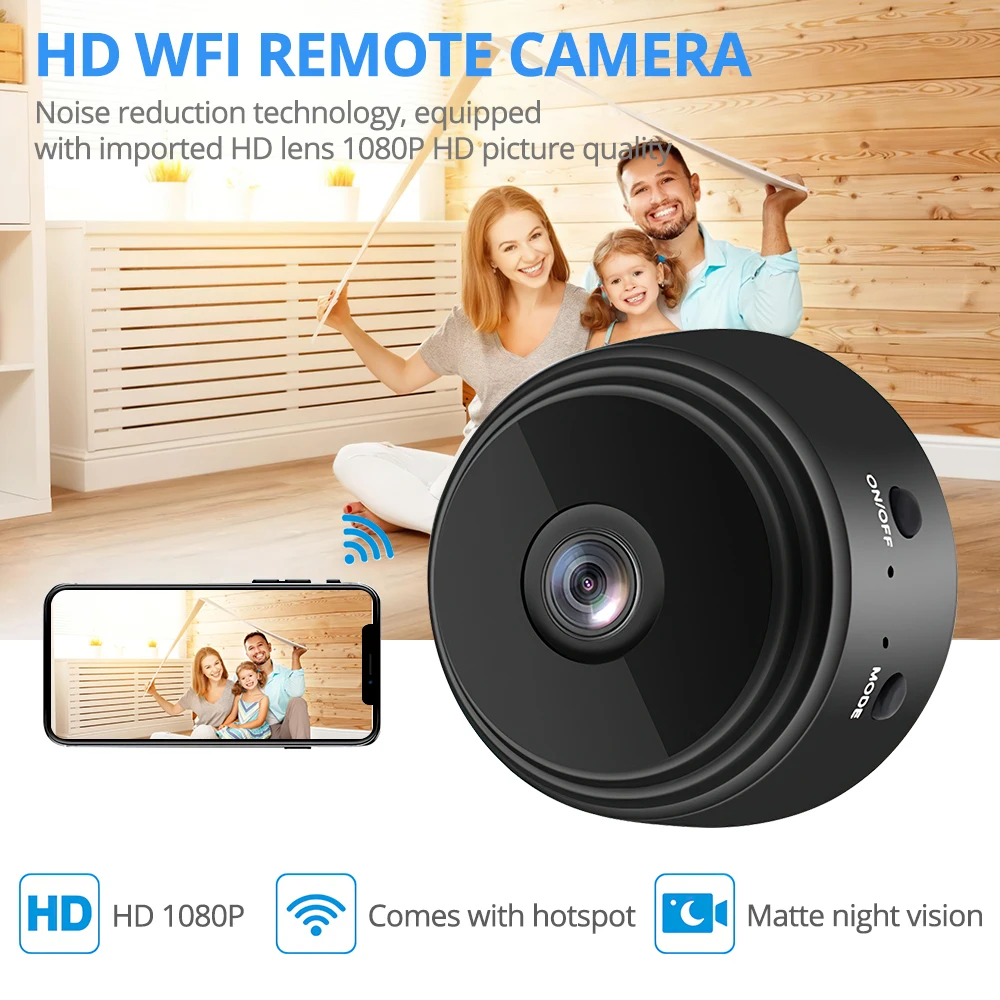 

1080P HD Mini Action Camera WiFi Wireless Security Protection Camera Remote Monitoring Motion Detection Dark Night Vision Cam