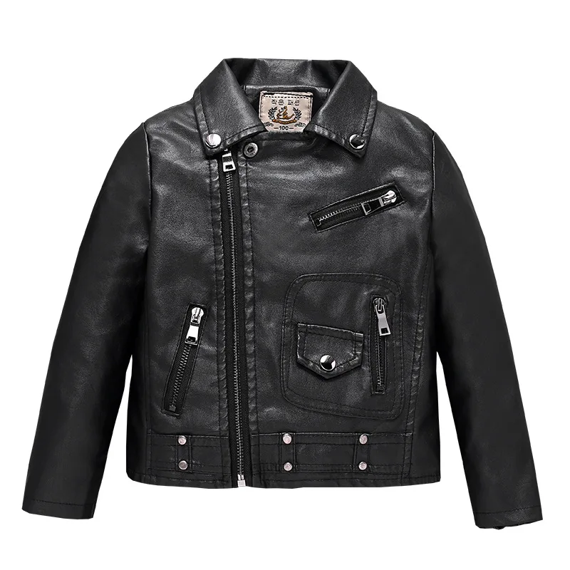 Модная зимняя кожаная куртка для мальчиков Подростковая куртка-бомбер мягкая