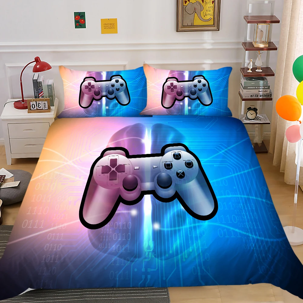 

Gamepad Comforter Cover Gamer Bedding Set Teens Video Game Duvet Cover Kids Boys Modern Game Bed Set