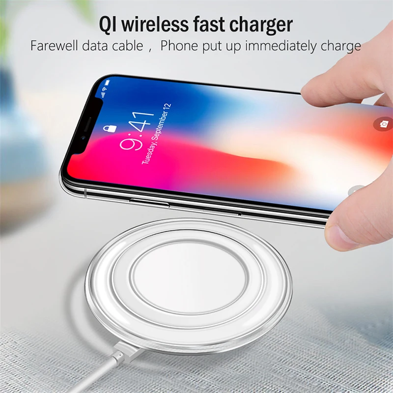 Qi Беспроводное зарядное устройство для зарядки индукционное iPhone 8 Plus/ X Samsung Xiaomi